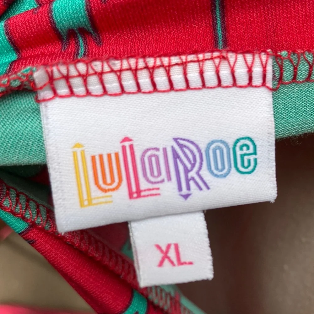 LuLaRoe bright colored skirt full length, pink/turquoise pattern sz. XL* - Picture 3 of 3